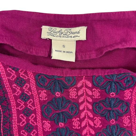 Lucky Brand Women's Purple Embroidered Blouse Abuelita Shirt Size S - Picture 2 of 7